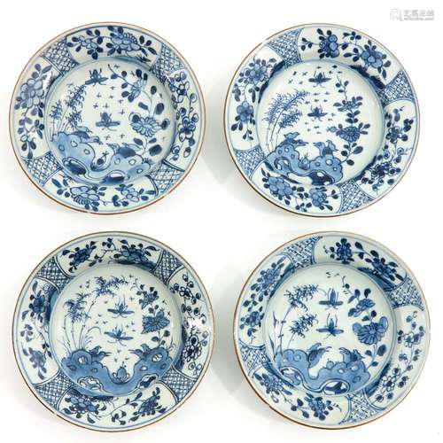 A Series of 4 Blue and White Plates