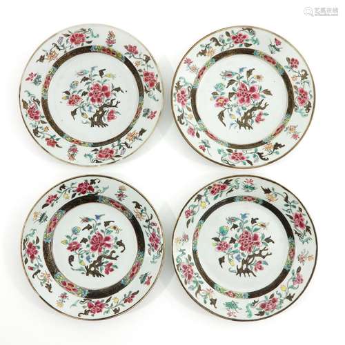 A Series of 4 Famille Rose Plates