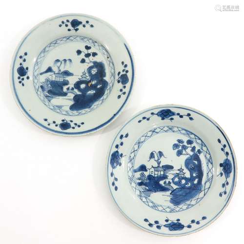 A Pair of Blue and White Plates