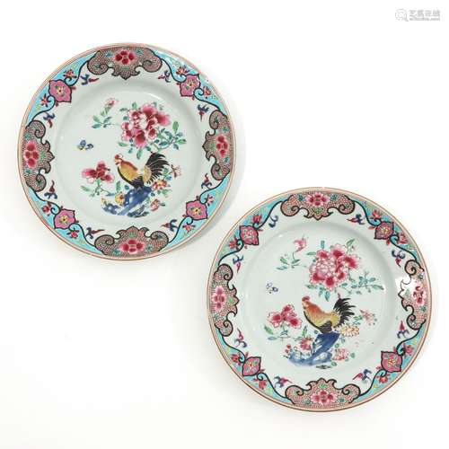 A Pair of Famille Rose Plates