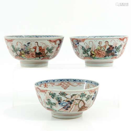 A Series of 3 Polychrome Decor Bowls