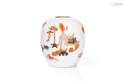 SMALL HAND PAINTED REPUBLIC PORCELAIN JAR