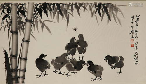 DIAO ZHIMIN (1910-1995), INK BAMBOO AND CHICKS