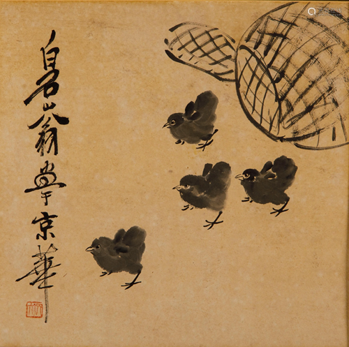 INK PAINTING OF CHICKS IN THE MANNER OF QI BAISHI