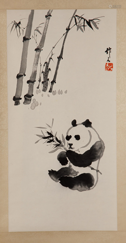 ATTRIBUTED TO WU ZUOREN (1908-1997),PANDA & BAMBOO