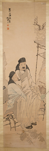 SIGNED WANG QIAN (1864-1935), TWO SCHOLARS