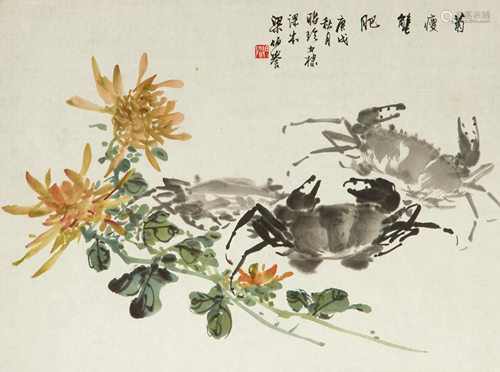 LIANG BOYU (1903-1978), CRABS AND CHRYSANTHEMUMS