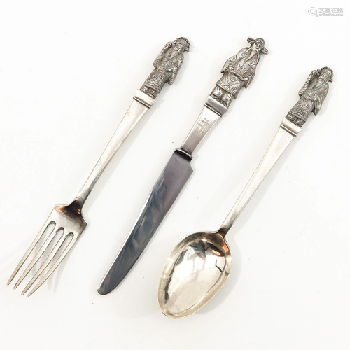 A 3 Piece Silver Cutlery Set