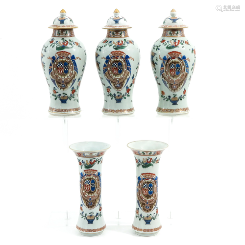 A Polychrome Decor 5 Piece Garniture Set