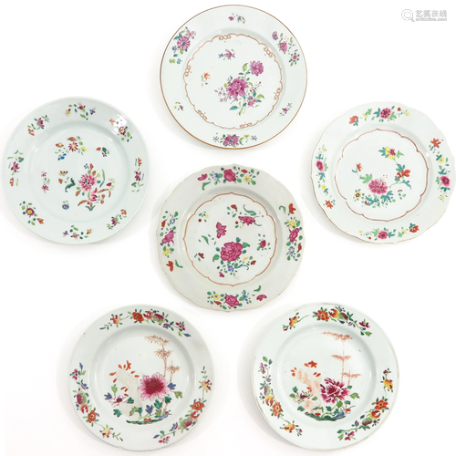 A Collection of 6 Famille Rose Plates