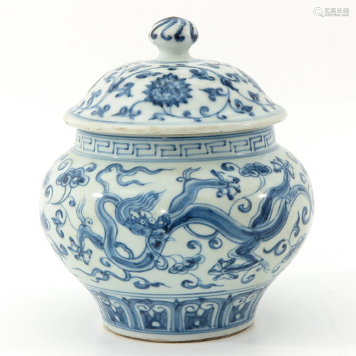 A Blue and White Pot with Cover