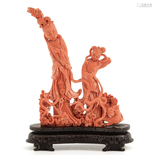 A Carved Red Coral Sculpture