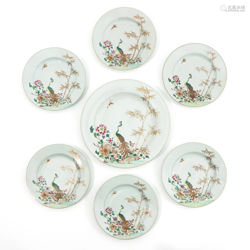 A Series of 7 Famille Rose Plates