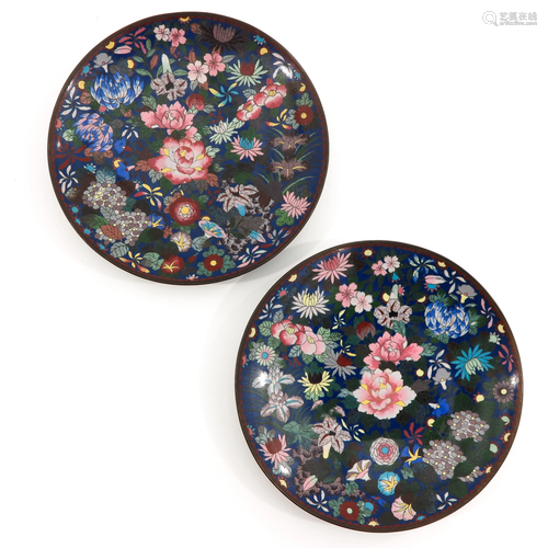 A Pair of Cloisonne Plates