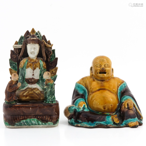 A Lot of 2 Buddha Sculptures