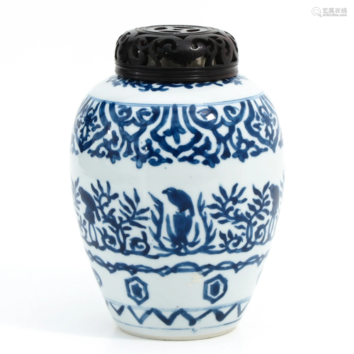 A Blue and White Ginger Jar