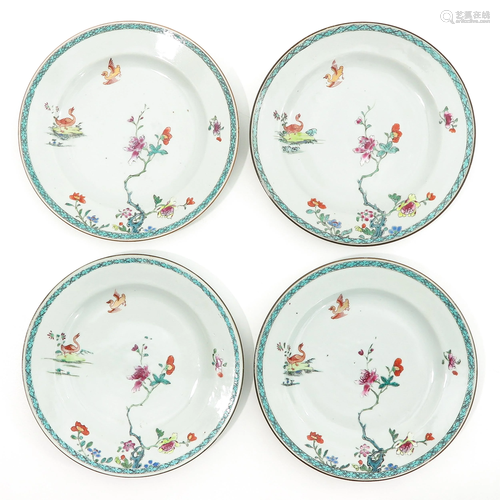 A Series of 4 Famille Rose Plates