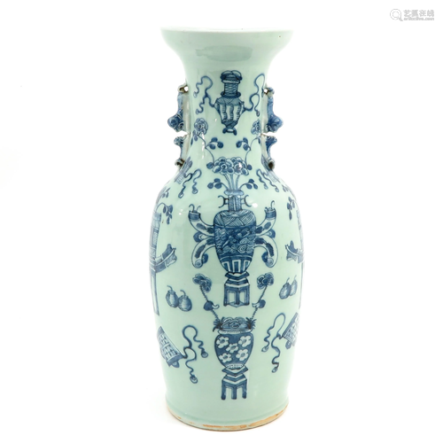 A Celadon and Blue Vase