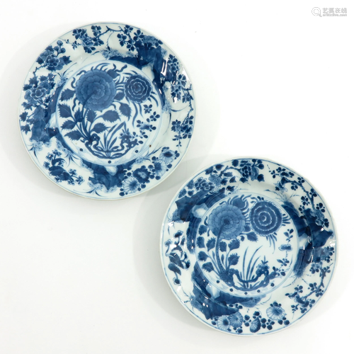 A Pair of Blue and White Plates