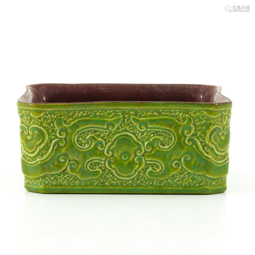 A Green Glaze Square Dish