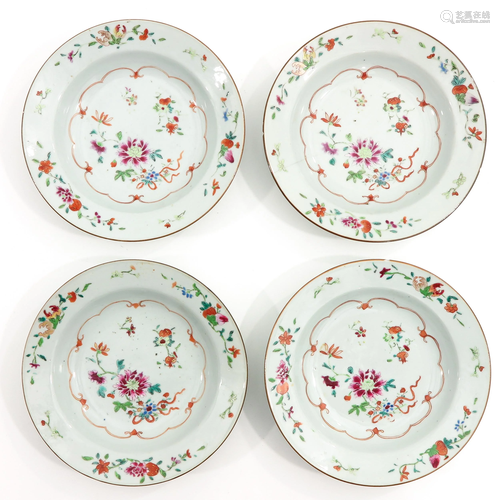 A Series of 4 Famille Rose Plates