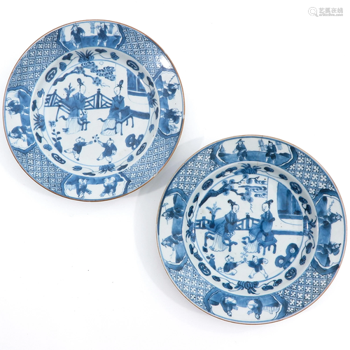 A Lot of 2 Blue and White Plates