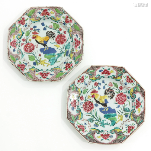 A Pair of Famille Rose Plates