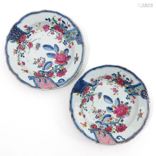 A Pair of Famille Rose Plates