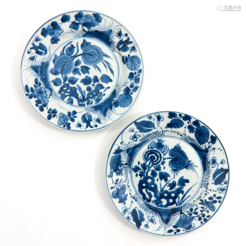 A Pair of Blue and White Plates