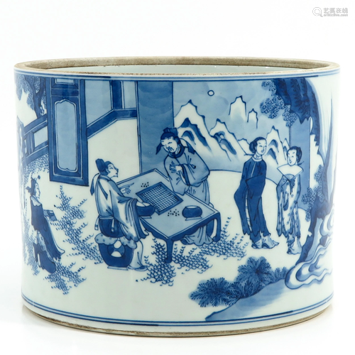 A Blue and White Brush Pot