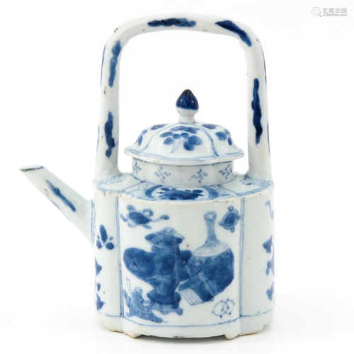 A Blue and White Teapot and Creamer