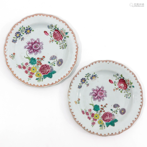 A Pair of Famille Rose Plates