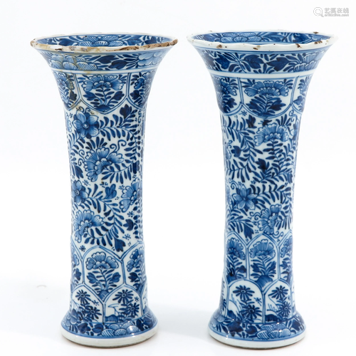 A Pair of Blue and White Vases