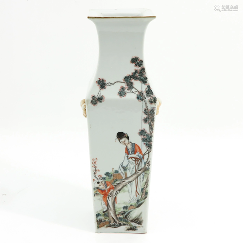 A Square Polychrome Decor Vase