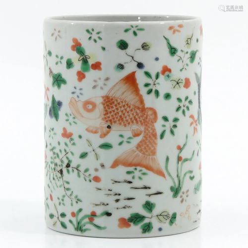 A Famille Verte Brush Pot