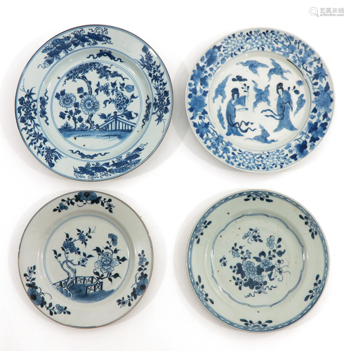 A Lot of 4 Blue and White Plates