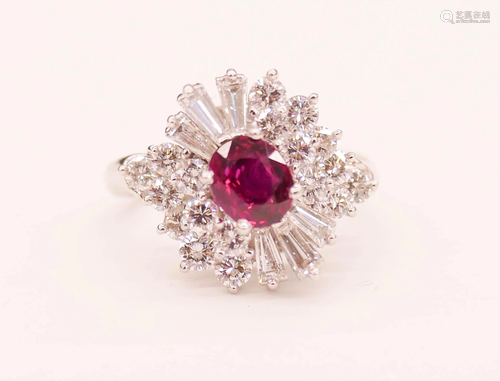 Lady's Platinum Ruby and Diamond Ring