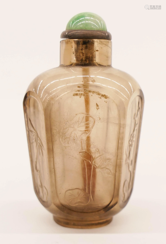 Chinese Qing Smokey Quartz Snuff Bottle