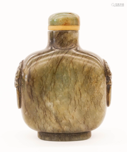 Chinese Qing Dark Jade Snuff Bottle