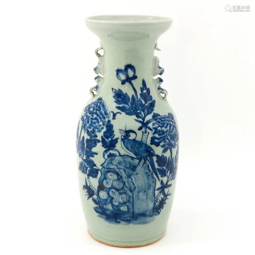 A Celadon and Blue Vase