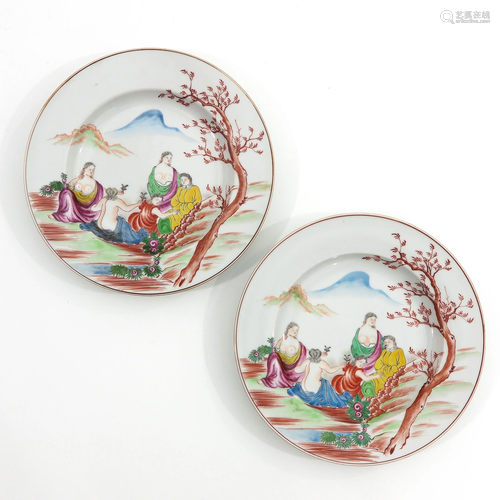 A Pair of Polychrome Decor Plates