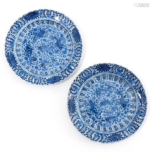 A Pair of Blue and White Plates