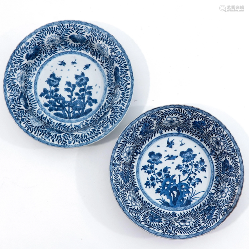 A Pair of Blue and White Plates