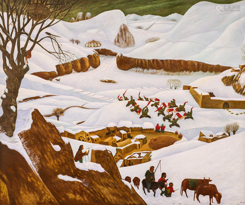 Her Xuesheng ''Shanbei Village, Winter'' 1994 Oil