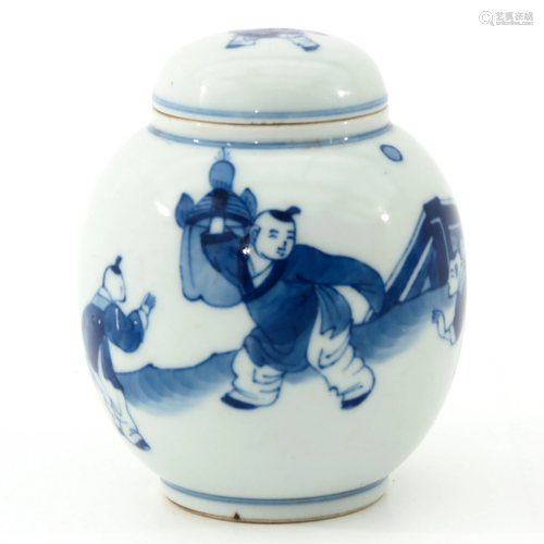 A Blue and White Jar with Cover