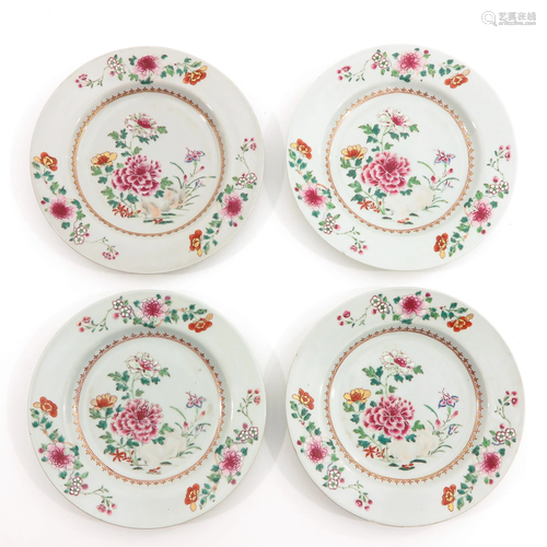 A Series of 4 Famille Rose Plates