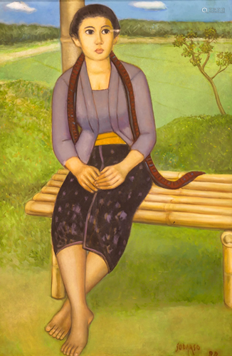 Sudarso ''Seated Girl'' 1998 Oil