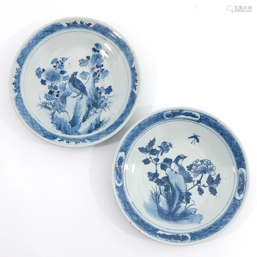 A Pair of Blue and White Chargers