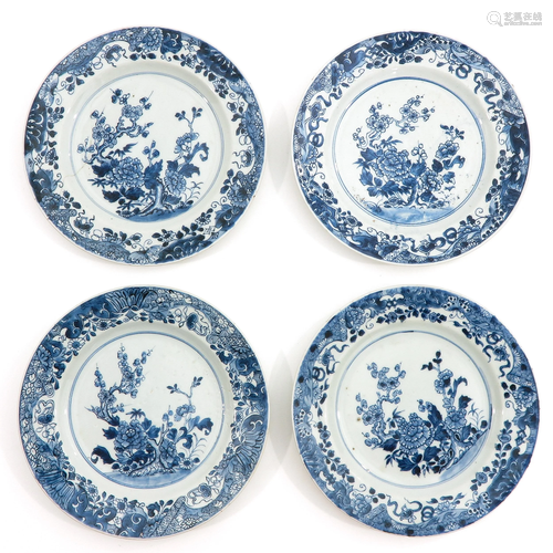 A Series of 4 Blue and White Plates