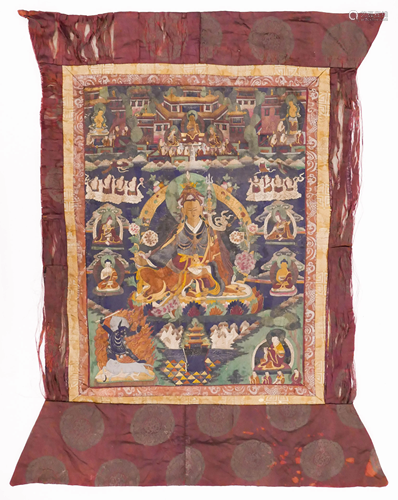 Old Tibetan Padmasambhava Painted Thangka